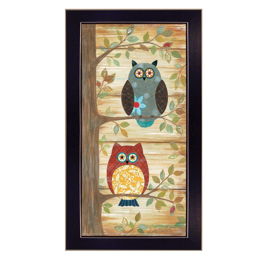 Two Wise Owls Black Framed Print Wall Art — view 1