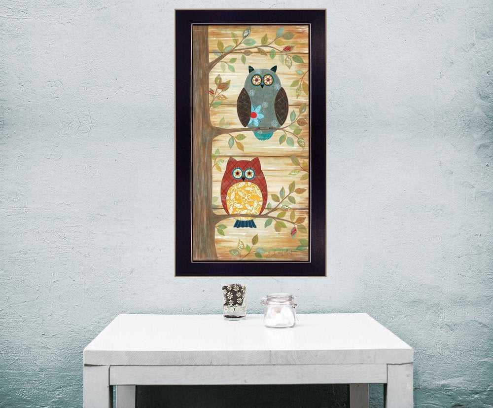 Two Wise Owls Black Framed Print Wall Art — view 2