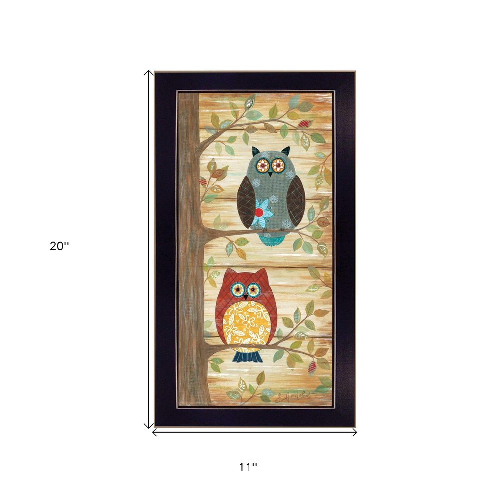 Two Wise Owls Black Framed Print Wall Art — view 4