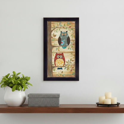 Two Wise Owls Black Framed Print Wall Art