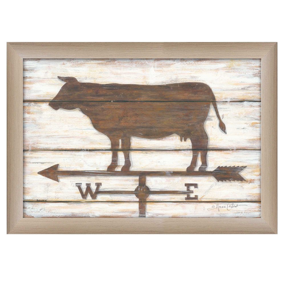 Farmhouse Cow Brown Framed Print Wall Art — view 1