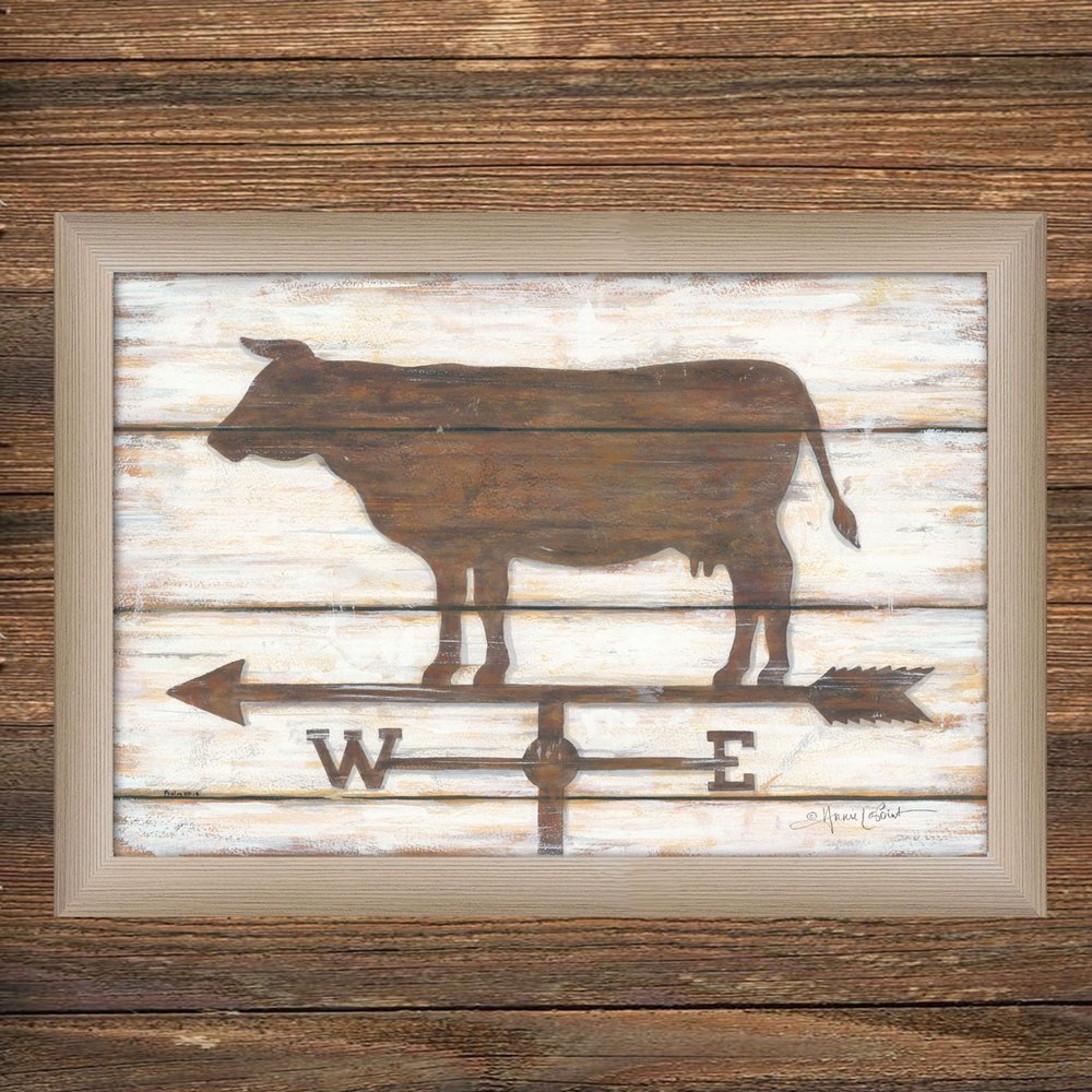Farmhouse Cow Brown Framed Print Wall Art — view 2