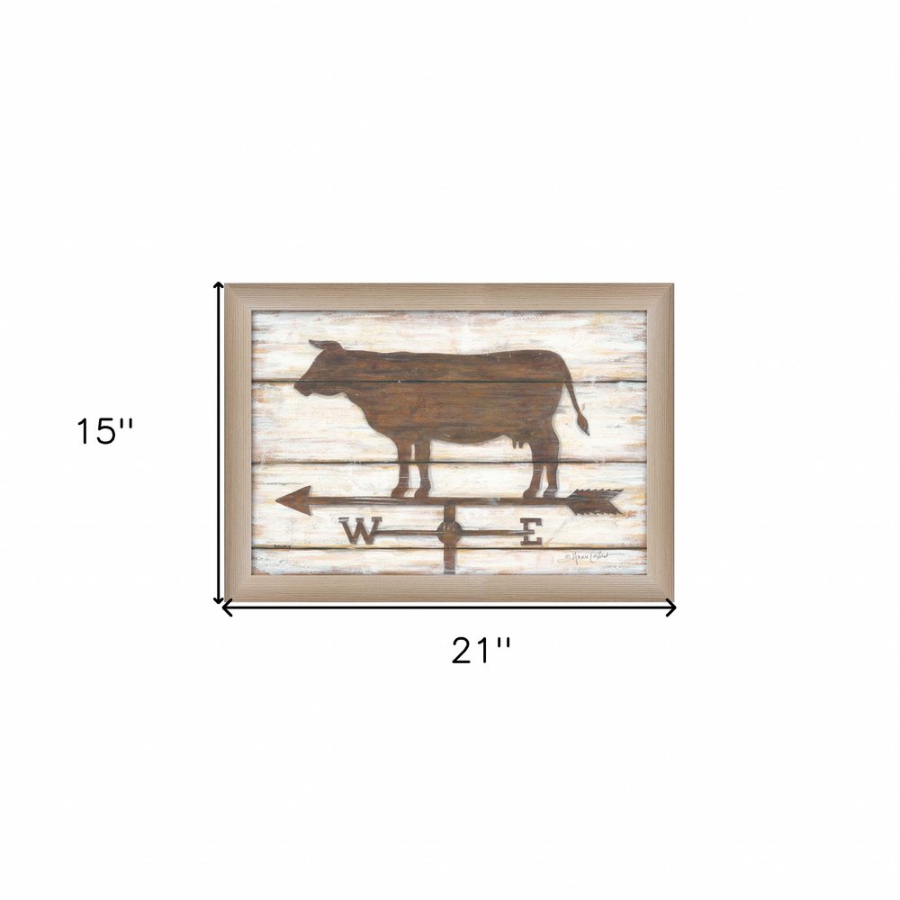 Farmhouse Cow Brown Framed Print Wall Art — view 4