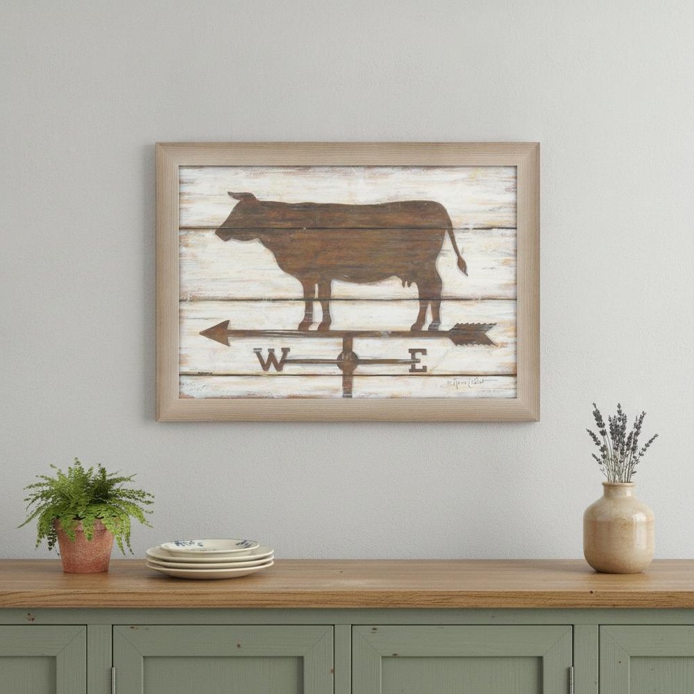 Farmhouse Cow Brown Framed Print Wall Art — view 5