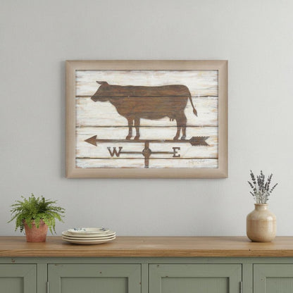 Farmhouse Cow Brown Framed Print Wall Art