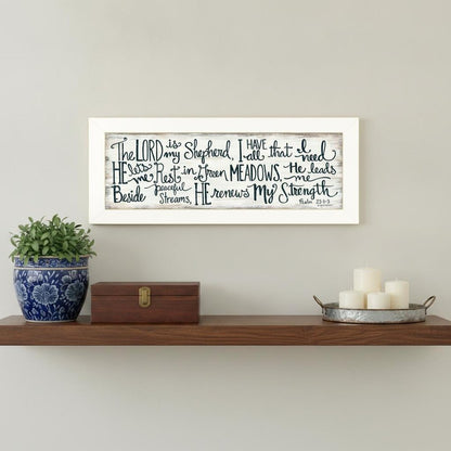 The Lord is My Shepherd 2 White Framed Print Wall Art