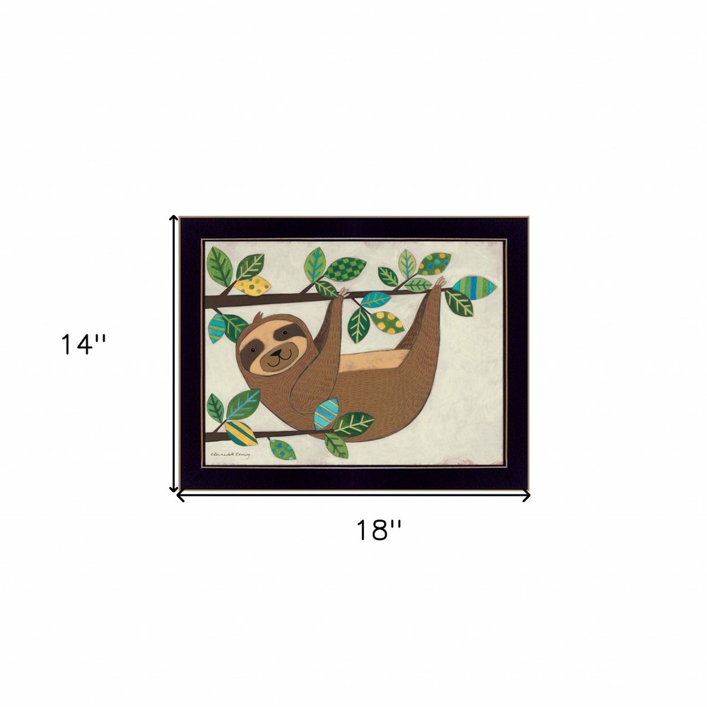 Hanging Sloth I 1 Black Framed Print Wall Art — view 3