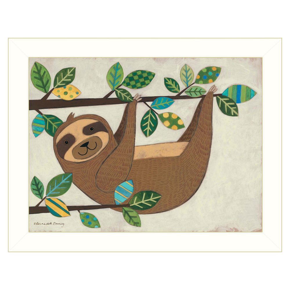 Hanging Sloth I 2 White Framed Print Wall Art — view 2