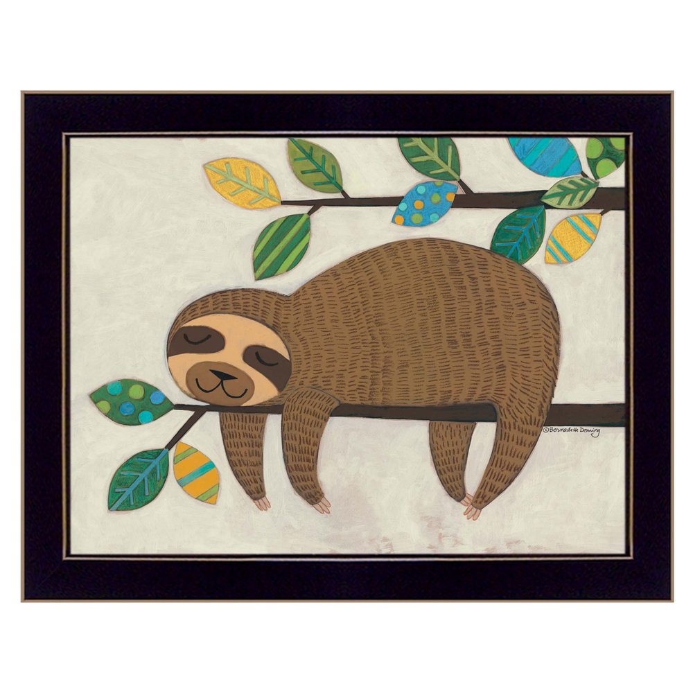 Hanging Sloth II 1 Black Framed Print Wall Art — view 1