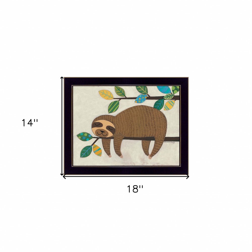 Hanging Sloth II 1 Black Framed Print Wall Art — view 3