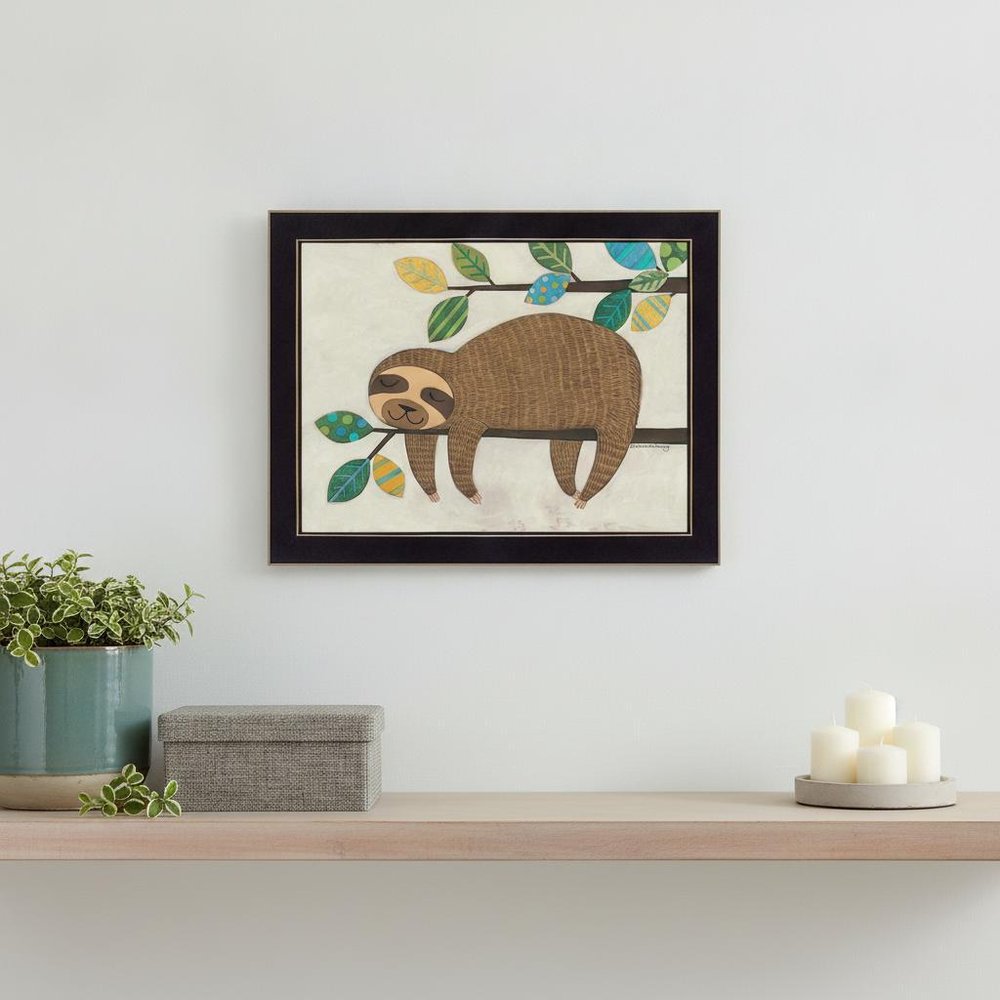 Hanging Sloth II 1 Black Framed Print Wall Art — view 4