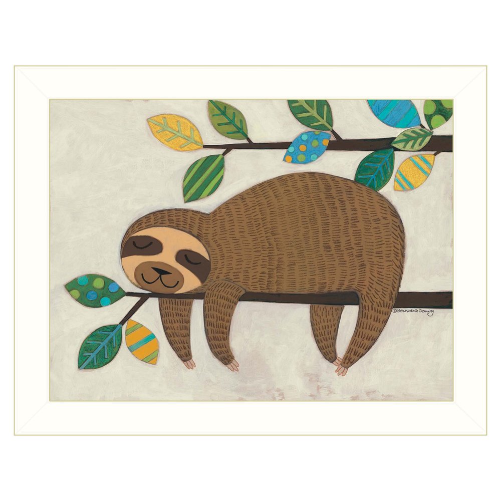 Hanging Sloth II 2 White Framed Print Wall Art — view 1