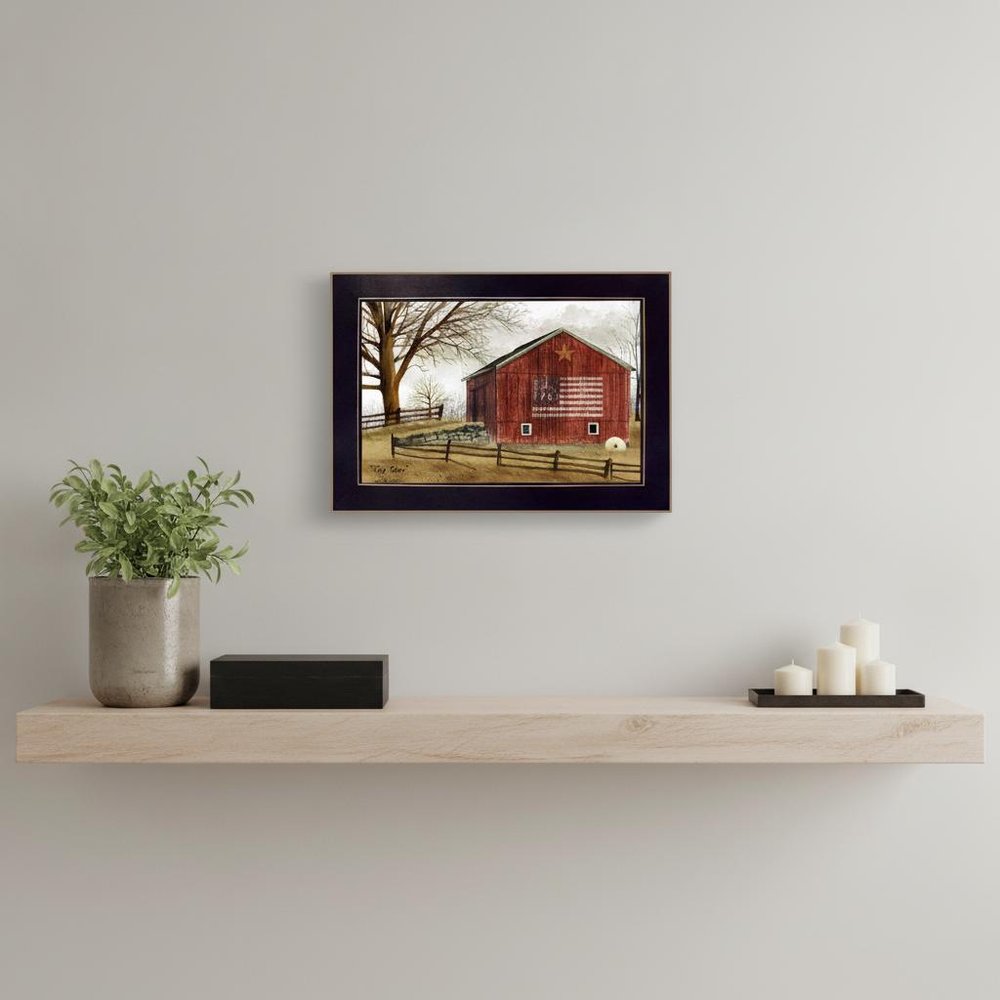 Flag Barn Black Picture Frame Print Wall Art — view 4