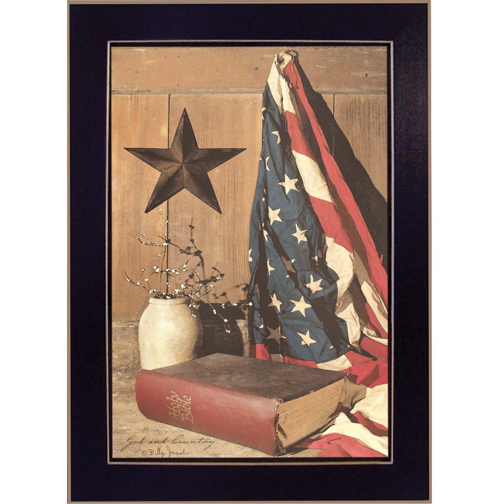 God and Country Black Framed Print Wall Art — view 1