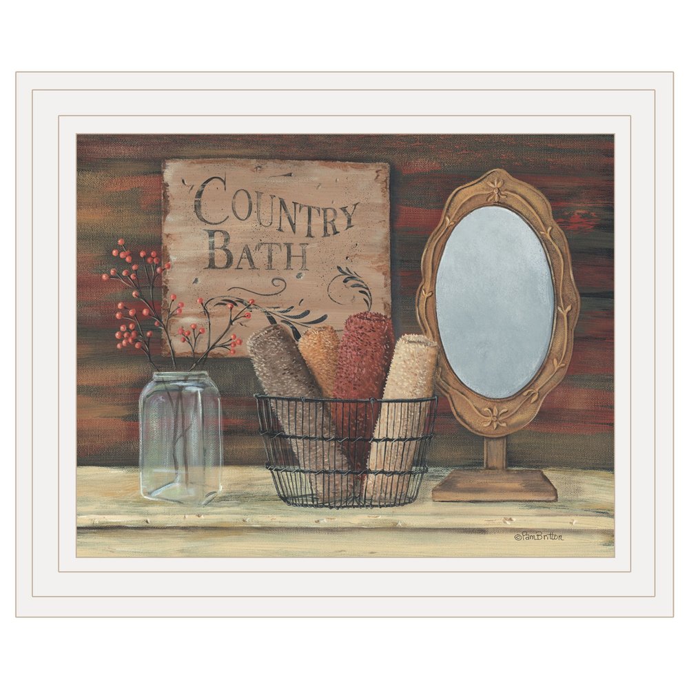 Country Bath 6 White Framed Print Bathroom Wall Art — view 1