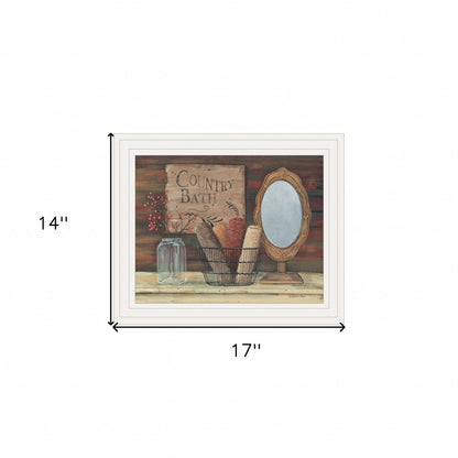 Country Bath 6 White Framed Print Bathroom Wall Art