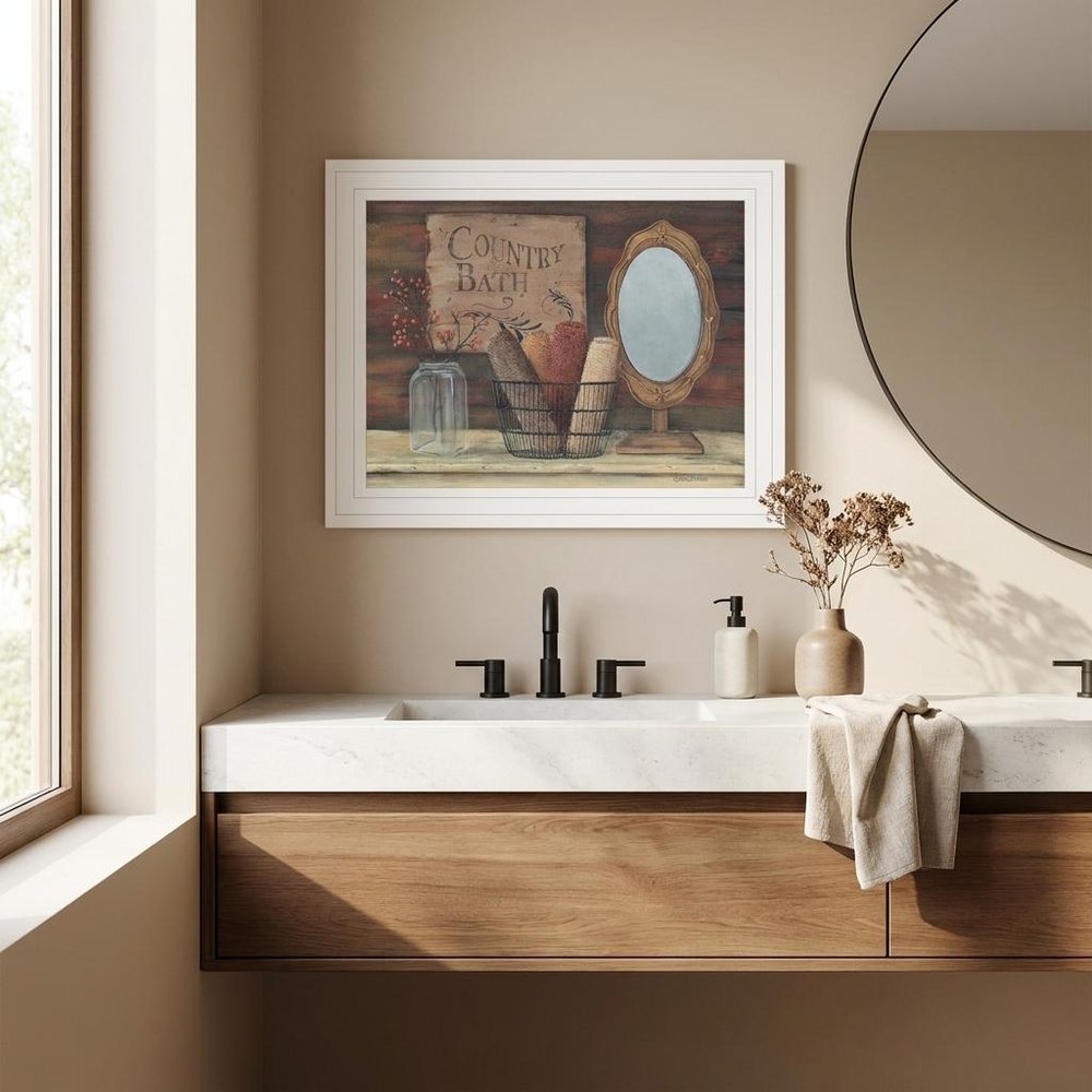 Country Bath 6 White Framed Print Bathroom Wall Art — view 4