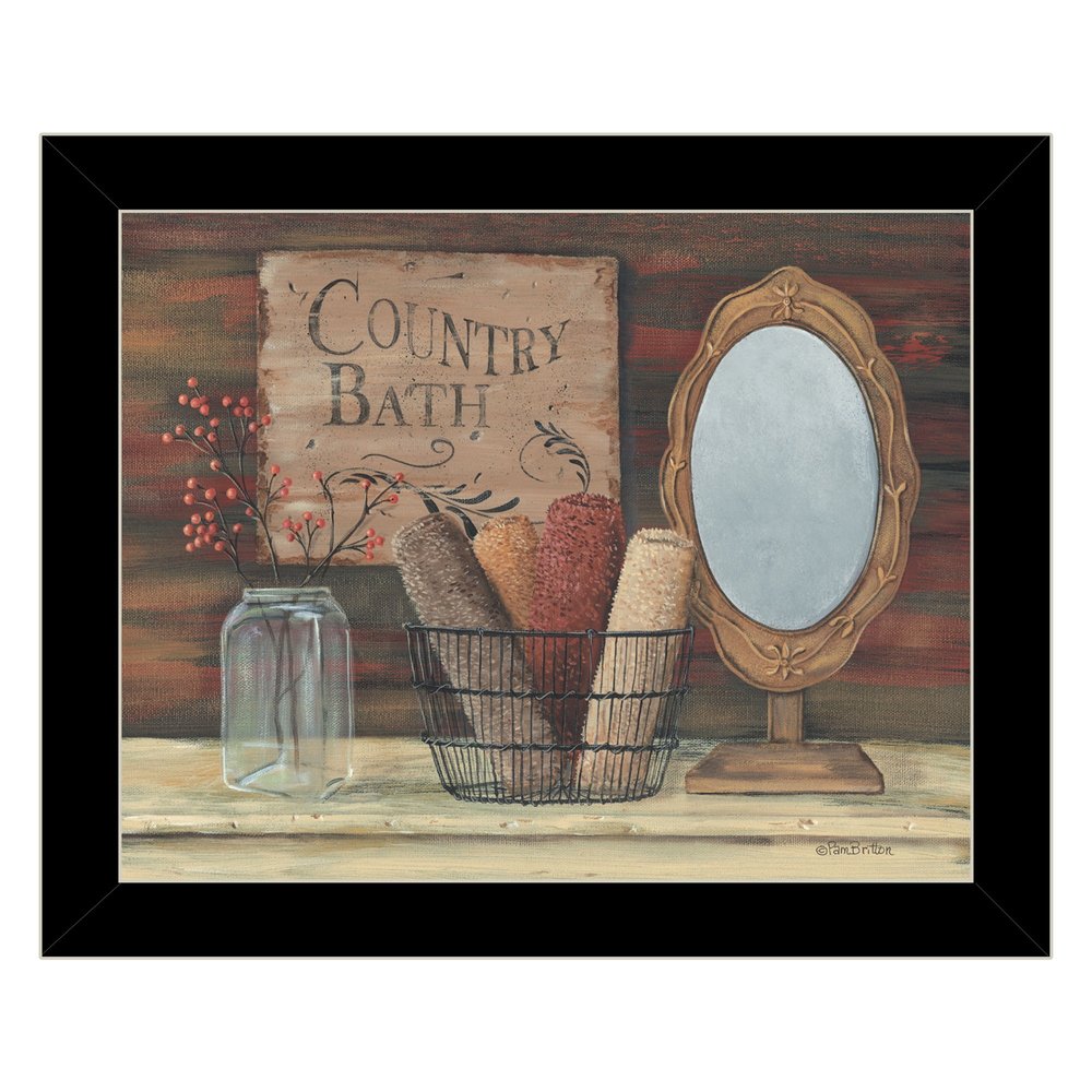 Country Bath 7 Black Framed Print Bathroom Wall Art — view 1