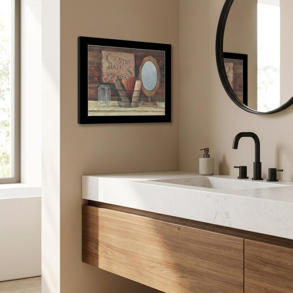 Country Bath 7 Black Framed Print Bathroom Wall Art — view 4