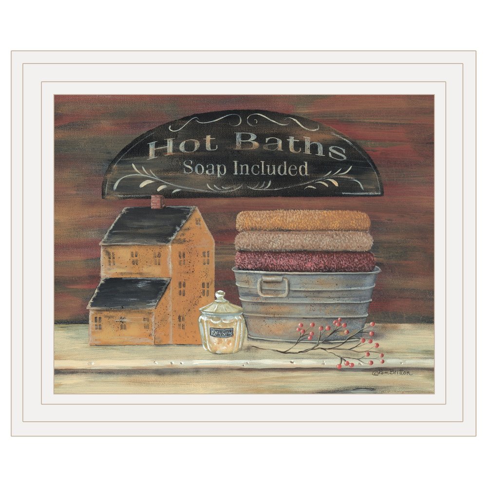 HOT BATH 8 White Framed Print Bathroom Wall Art — view 1