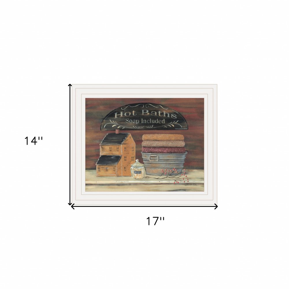 HOT BATH 8 White Framed Print Bathroom Wall Art — view 3