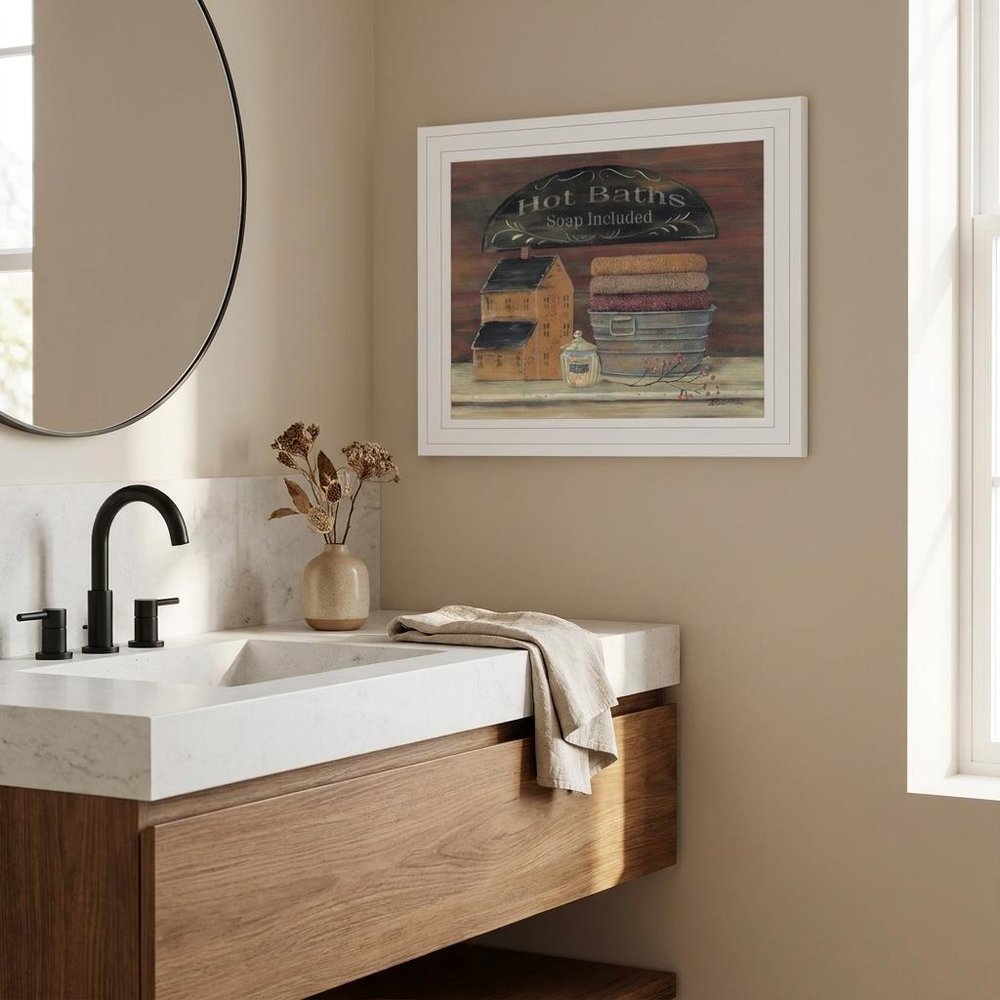 HOT BATH 8 White Framed Print Bathroom Wall Art — view 4