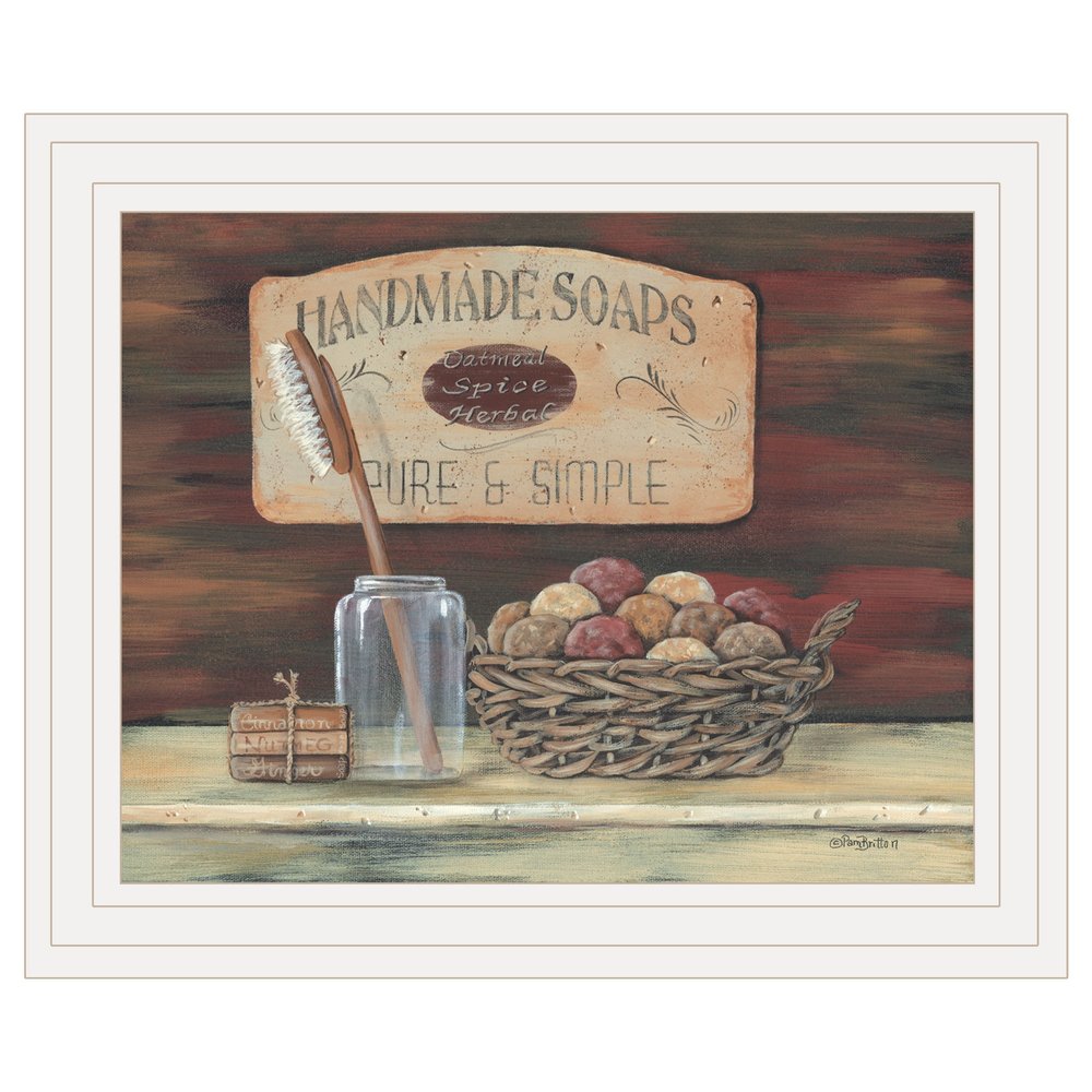 HANDMADE SOAPS 4 White Framed Print Bathroom Wall Art — view 1