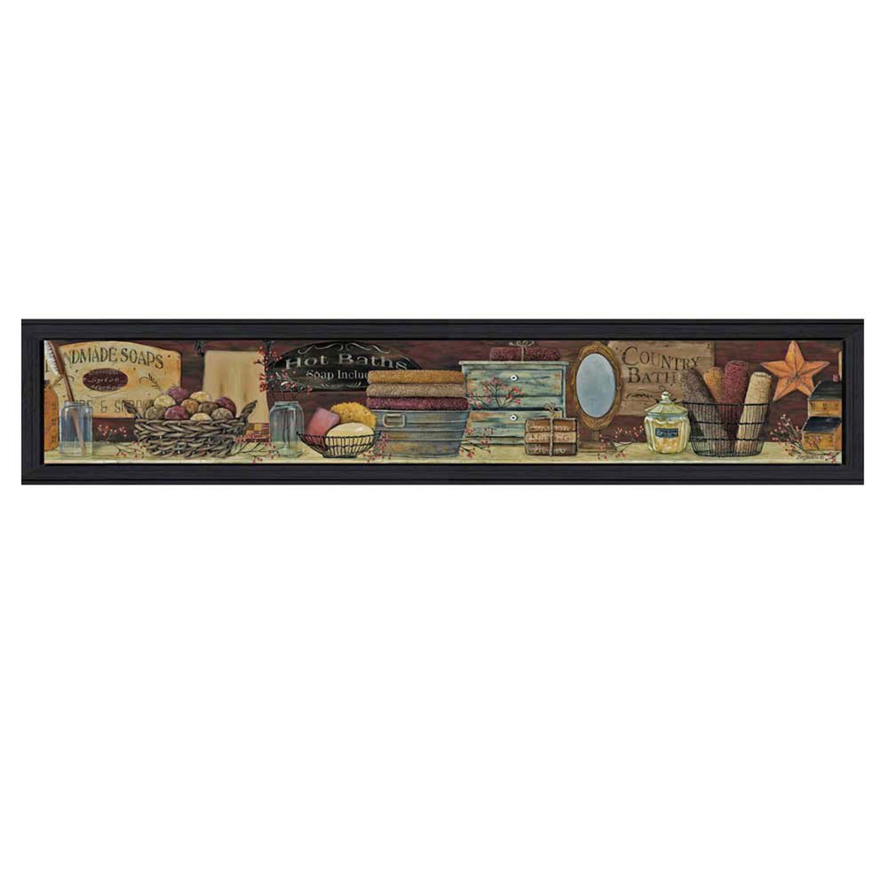 Country Bath Shelf 1 Black Framed Print Bathroom Wall Art — view 1