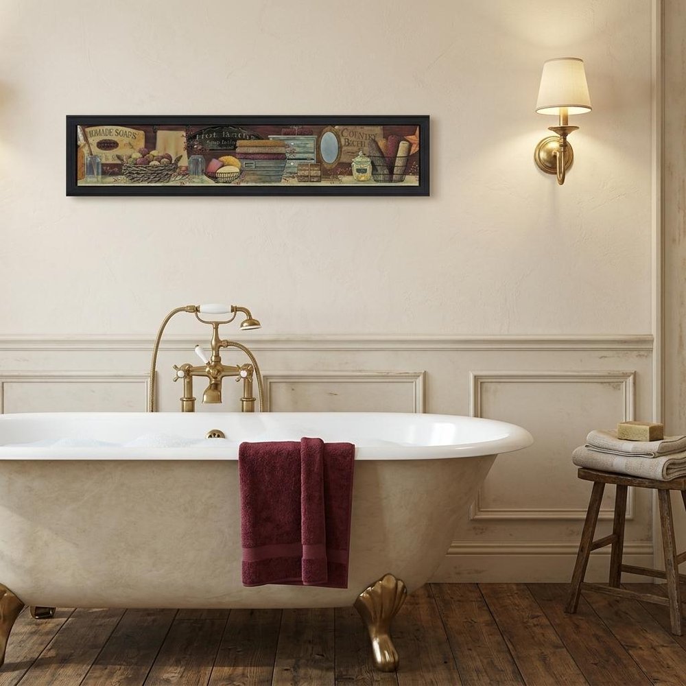 Country Bath Shelf 1 Black Framed Print Bathroom Wall Art — view 4
