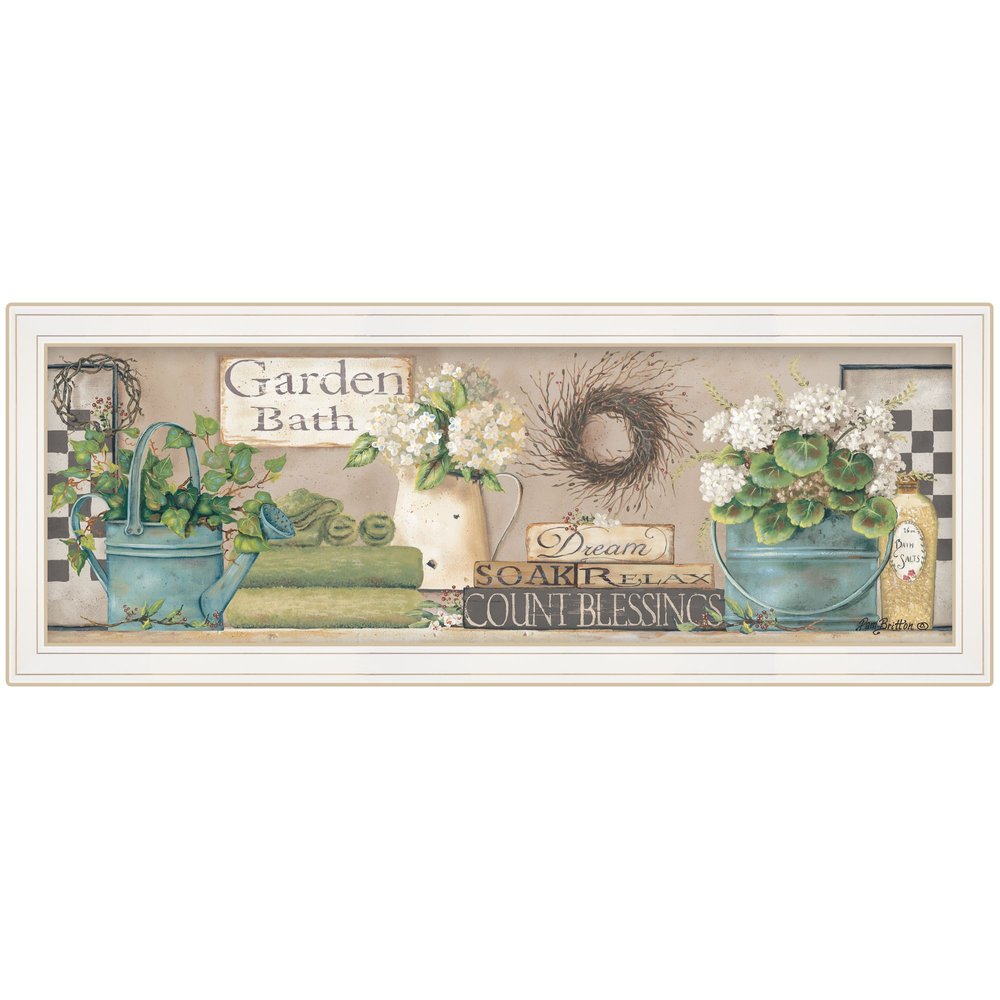 Garden Bath 1 White Framed Print Bathroom Wall Art — view 1
