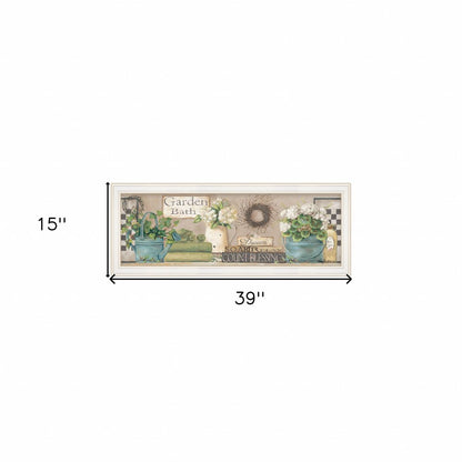 Garden Bath 1 White Framed Print Bathroom Wall Art