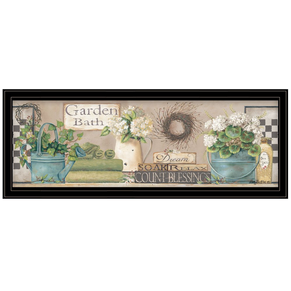 Garden Bath 2 Black Framed Print Bathroom Wall Art — view 1