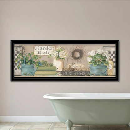 Garden Bath 2 Black Framed Print Bathroom Wall Art