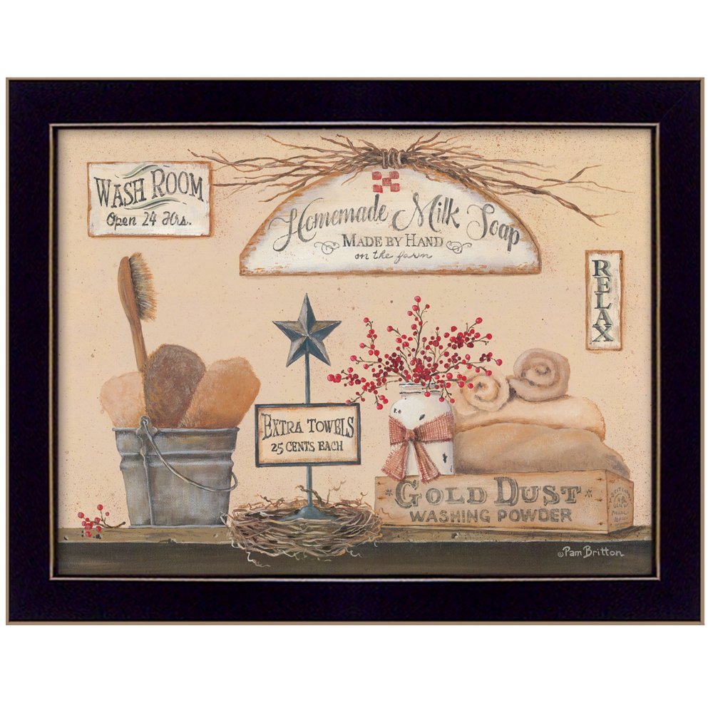Wash Room 1 Black Framed Print Bathroom Wall Art — view 1