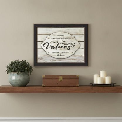 Our Family Values 1 Black Framed Print Wall Art