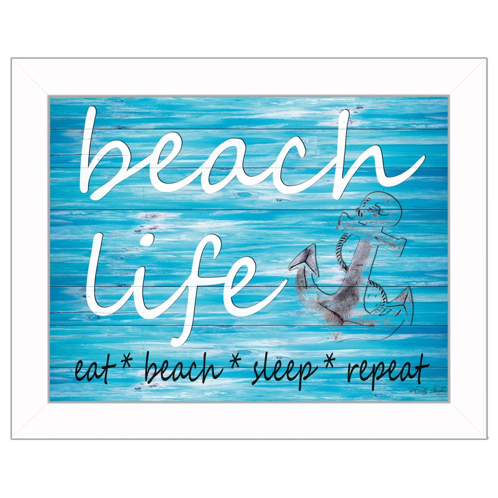 Beach Life 3 White Framed Print Wall Art — view 1