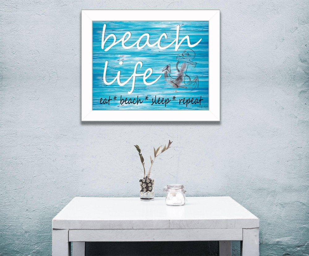 Beach Life 3 White Framed Print Wall Art — view 2