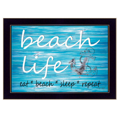 Beach Life 1 Black Framed Print Wall Art