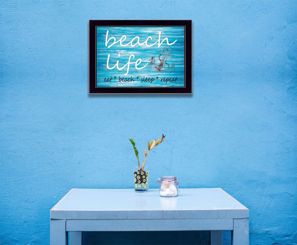 Beach Life 1 Black Framed Print Wall Art — view 2