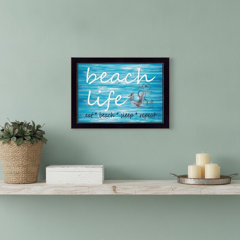 Beach Life 1 Black Framed Print Wall Art — view 5