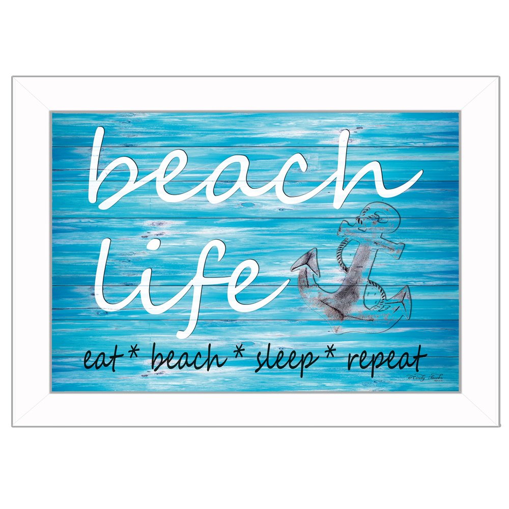 Beach Life 2 White Picture Frame Print Wall Art — view 1