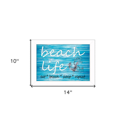 Beach Life 2 White Picture Frame Print Wall Art