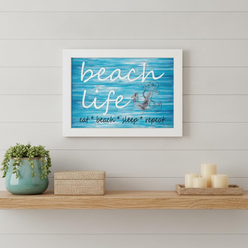 Beach Life 2 White Picture Frame Print Wall Art — view 5