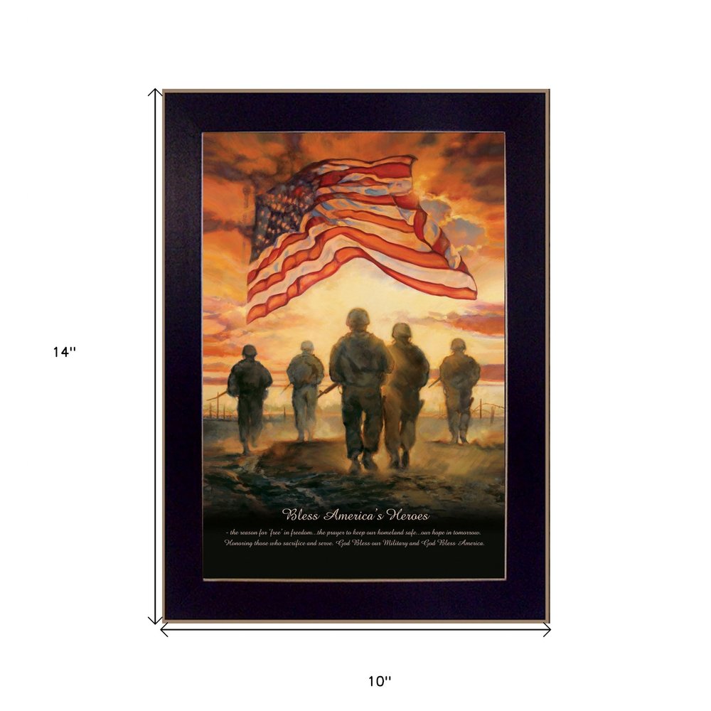 Bless Americas Heroes Black Framed Print Wall Art — view 7