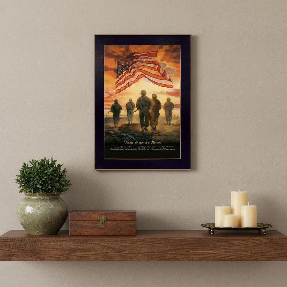 Bless Americas Heroes Black Framed Print Wall Art — view 6