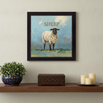 Sherlock the Sheep Black Framed Print Wall Art HomeRoots