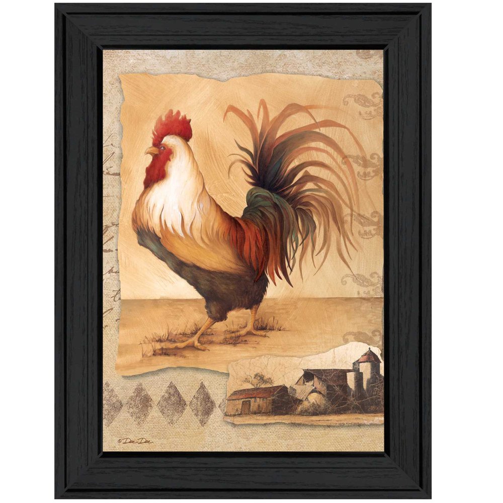 Rooster Montage I Black Framed Print Wall Art — view 1