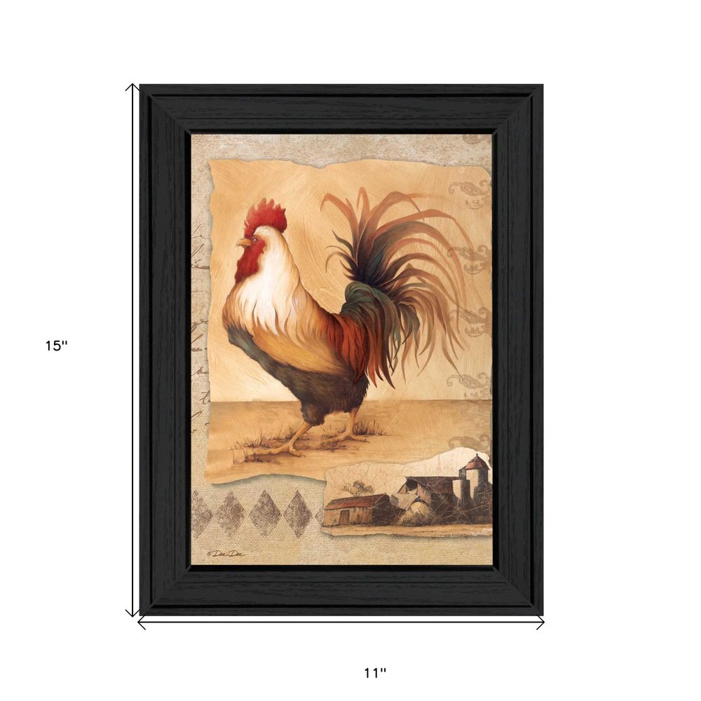 Rooster Montage I Black Framed Print Wall Art — view 3