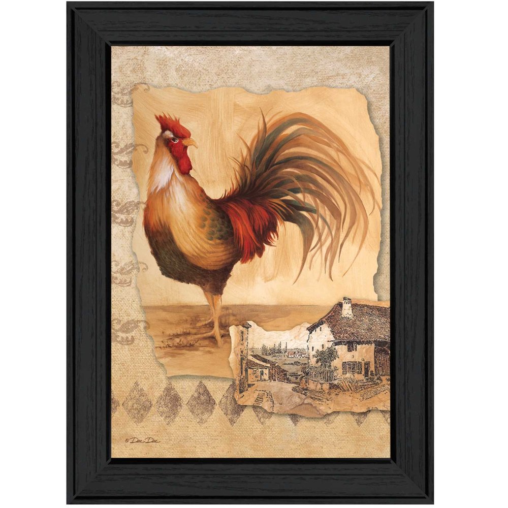Rooster Montage II Black Framed Print Wall Art — view 1