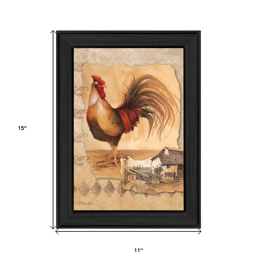 Rooster Montage II Black Framed Print Wall Art — view 3